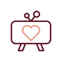 la télé l'amour icône bicolore marron beige style Valentin illustration symbole parfait. vecteur