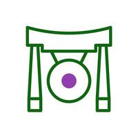 gong icône bichromie vert violet Couleur chinois Nouveau année symbole parfait. vecteur