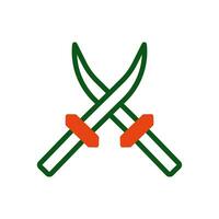 épée icône bichromie vert Orange Couleur militaire symbole parfait. vecteur