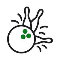 bowling icône bichromie vert noir Couleur sport symbole illustration. vecteur