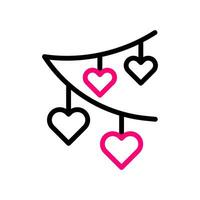 décoration l'amour icône bicolore noir rose style Valentin illustration symbole parfait. vecteur