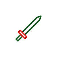 épée icône bicolore vert rouge Couleur militaire symbole parfait. vecteur