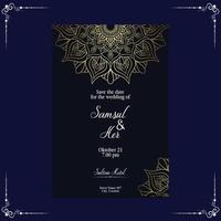 Fond Orné De Mandala Or De Luxe Pour Invitation De Mariage, Couverture De Livre Avec Style Élément Mandala Vecteur Premium