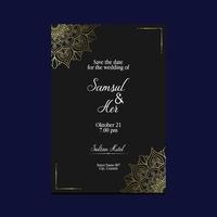 Fond Orné De Mandala Or De Luxe Pour Invitation De Mariage, Couverture De Livre Avec Style Élément Mandala Vecteur Premium