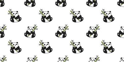 ours sans couture modèle vecteur Panda polaire ours bambou nounours écharpe isolé fond d'écran répéter tuile Contexte dessin animé personnage illustration griffonnage