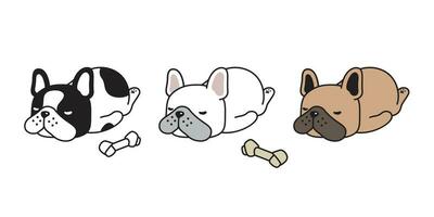 chien vecteur français bouledogue icône en train de dormir OS dessin animé personnage chiot logo griffonnage illustration