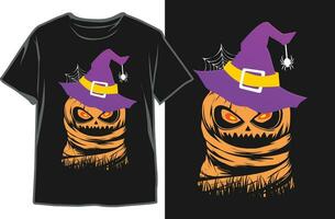 Halloween Momie citrouille noir T-shirt conception vecteur. Halloween Momie, citrouille. vecteur