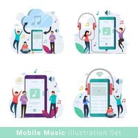 jeu d'illustrations vectorielles pour lecteur de musique mobile vecteur