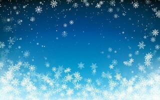 chute de neige Noël Contexte. en volant neige flocons sur nuit hiver bleu ciel Contexte. hiver wite flocon de neige modèle. vecteur illustration