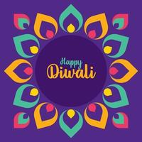 joyeux diwali avec motif rangoli indien. fête indienne des lumières. vecteur