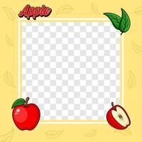 Pomme fruit photo Cadre couverture Contexte conception vecteur