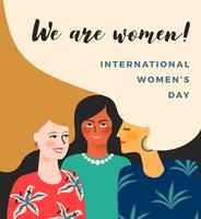 Journée internationale des femmes. Modèle de vecteur avec les femmes.