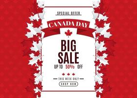 1er Juillet. conception de modèle de bannière publicitaire de promotion des ventes de fond de la fête du canada vecteur