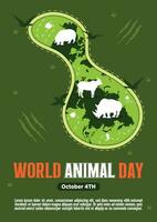 affiche modèle monde animal journée avec flore et faune vecteur illustration 1.3