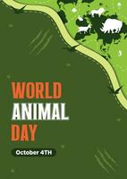 affiche modèle monde animal journée avec flore et faune vecteur illustration 1.6
