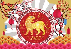 joyeux nouvel an chinois 2022 - année du tigre. vecteur
