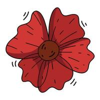 rouge fleur sur une blanc Contexte - une griffonnage style coquelicot vecteur