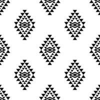 ethnique géométrique sans couture répéter modèle. aztèque et navajo tribal modes avec originaire de modèle. noir et blanc couleurs. conception pour textile, tissu, tisser, couverture, tapis, décoratif, Contexte. vecteur