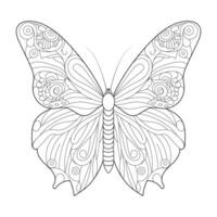 contour dessin de une papillon. adulte ou enfants coloration livre. insectes. vecteur