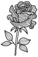 page de livre de coloriage de conception de fleur rose pour adultes et enfants vecteur