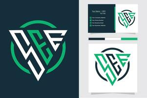 initiale lettre s e e Triangle monogramme moderne logo vert et blanc Couleur vecteur