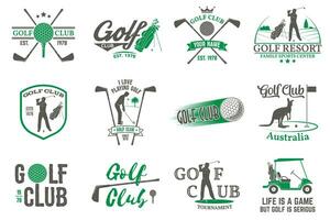 ensemble de le golf club concept avec golfeur silhouette. vecteur