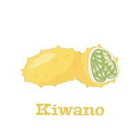 Frais entier et Couper tranché Jaune kiwano fruit isolé sur blanc Contexte. été des fruits pour en bonne santé mode de vie. biologique fruit. vecteur