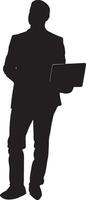 affaires homme supporter avec portable vecteur silhouette illustration