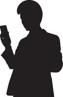 affaires homme supporter avec téléphone portable vecteur silhouette