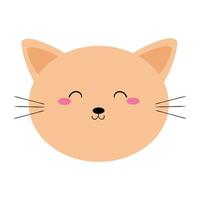 mignonne dessin animé souriant chat tête vecteur