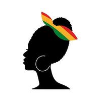 bannière de juin avec silhouette femme africaine et drapeau coloré isolé sur fond blanc. illustration vectorielle à plat. conception pour toile de fond, affiche, carte de voeux, flyer vecteur