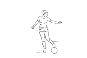 une femme en jouant Football vecteur