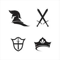 modèle de logo de casque spartiate tête de soldat chevalier icône et illustration vecteur