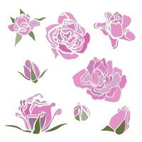 vecteur coloré serti de fleurs. rose rose. éléments clip-art pour carte postale, bannière, impression de t-shirt, invitation, carte de voeux, affiche