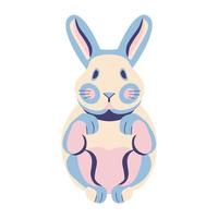 illustration stock de vecteur de lapin plat mignon