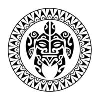 mer tortue géométrique rond cercle ornement maori style. tatouage esquisser. noir et blanc vecteur