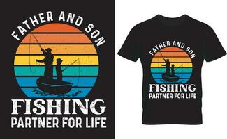 pêche typrographie vecteur T-shirt conception. père et fils pêche partenaire pour la vie
