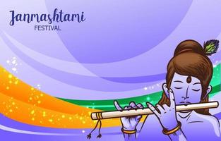 modèle de fond du festival janmashtami vecteur