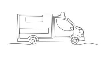 dessin au trait continu d'illustration vectorielle de voiture ambulance vecteur