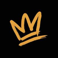 main tiré grunge de couronne logo avec graffiti style vecteur
