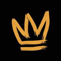 main tiré grunge de couronne logo avec graffiti style vecteur