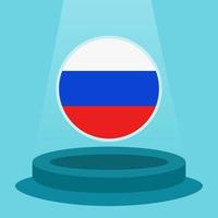 drapeau de la russie sur le podium. style de design plat minimaliste simple. prêt à l'emploi pour l'événement de football, etc. vecteur