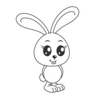 mignonne lapin permanent dans dessin animé style pour coloration vecteur