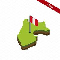 Pérou isométrique carte et drapeau. vecteur illustration.