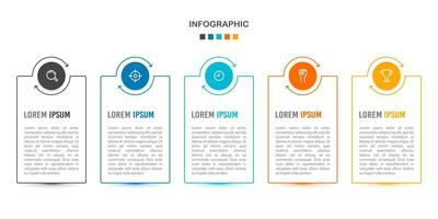 infographie Cadre avec Icônes 5 les options à succès. vecteur illustration.