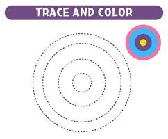 trace et Couleur cercles de base géométrique formes éducatif Jeu feuille de travail pour des gamins vecteur