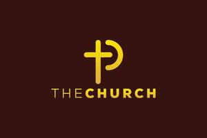 branché et professionnel lettre p église signe Christian et paisible vecteur logo conception