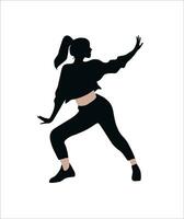 ressentir le rythme de mouvement avec cette captivant illustration de une dansant fille silhouette dans tenue de sport. gracieux élégance dans mouvement. vecteur