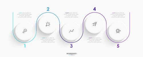 modèle de conception d'étiquettes infographiques vectorielles avec icônes et 5 options ou étapes. peut être utilisé pour le diagramme de processus, les présentations, la mise en page du flux de travail, la bannière, l'organigramme, le graphique d'informations. vecteur