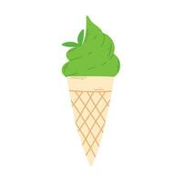 la glace crème avec allumettes dans plat style. vecteur illustration. vert thé la glace crème isolé sur blanc Contexte.